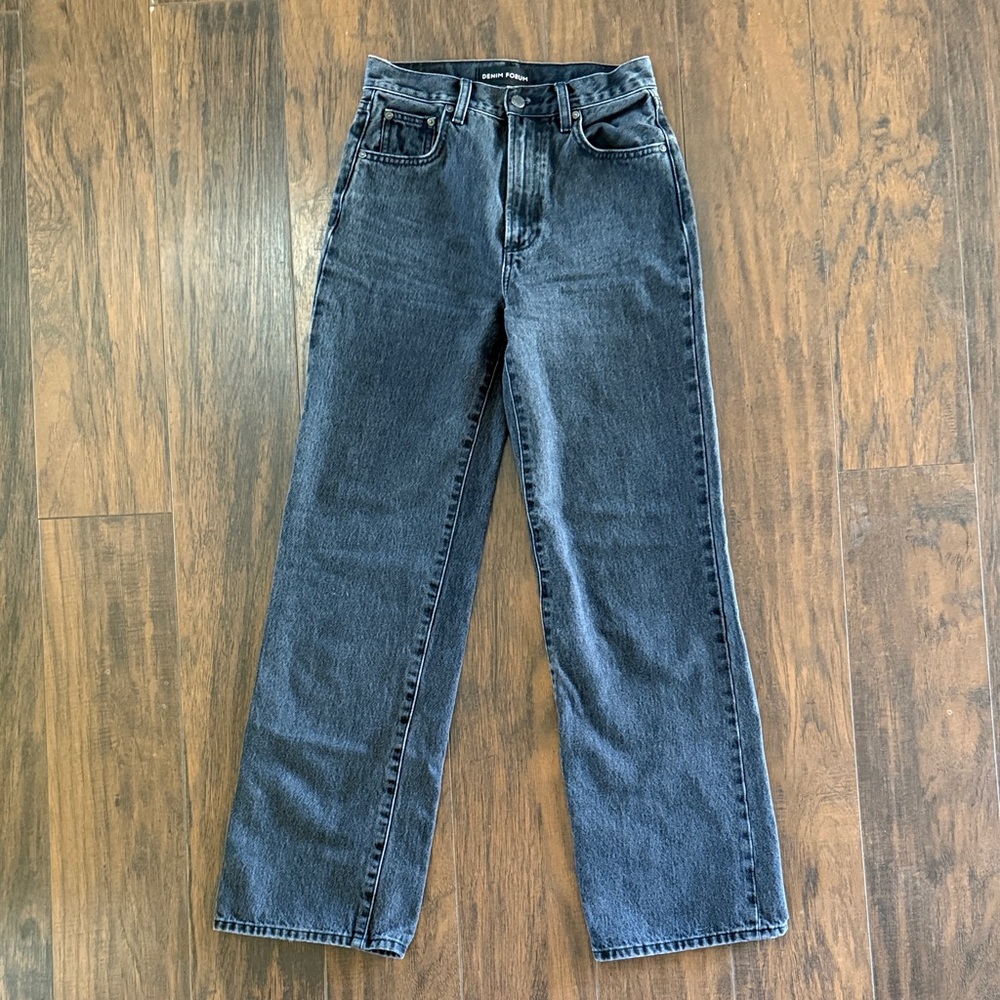 Denim Forum Dark Gray Straight Leg Jeans
